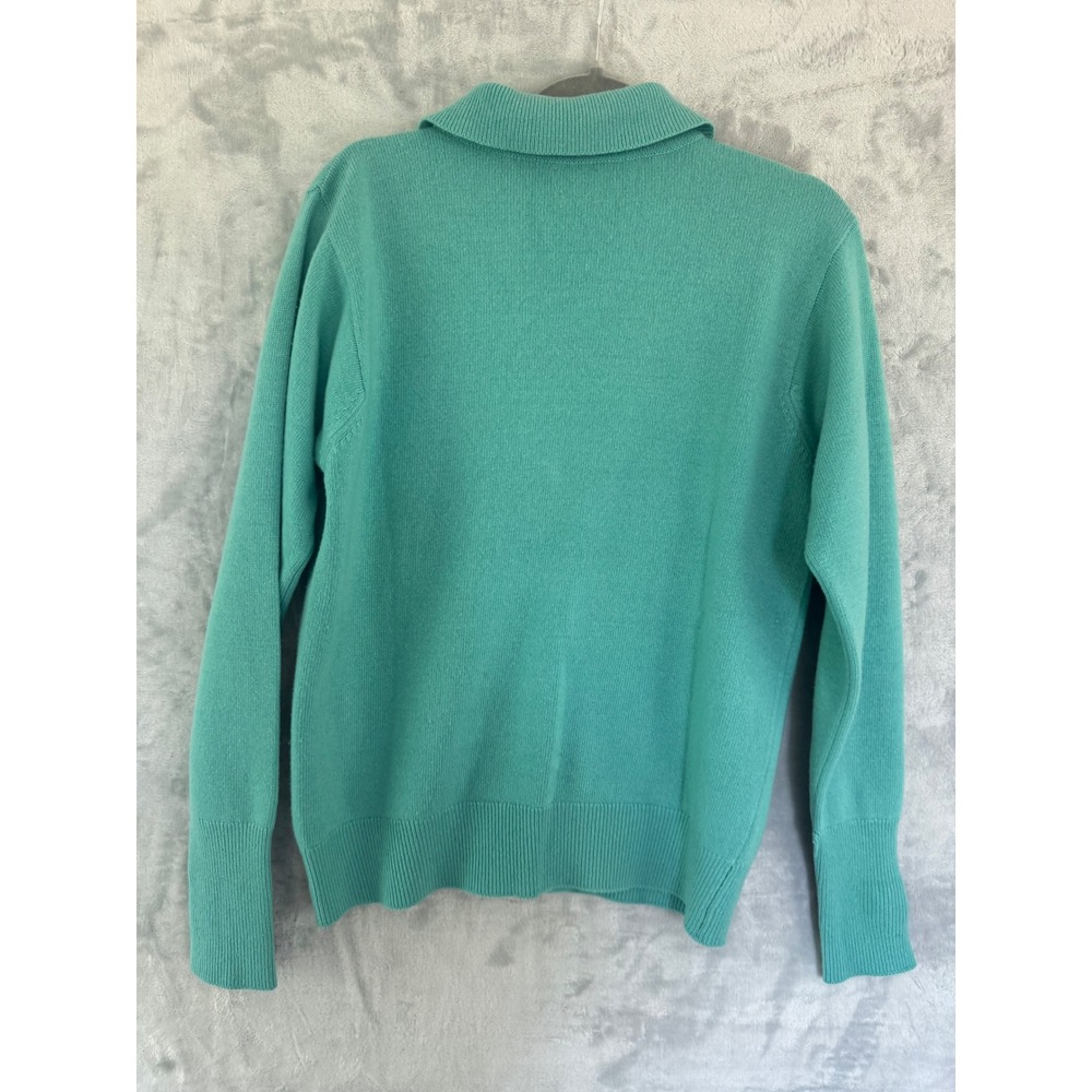 Chanel Vintage Cashmere Skirt Suit Teal Green Gold CC Buttons Scotland Sz 8 10 - Picture 9 of 13